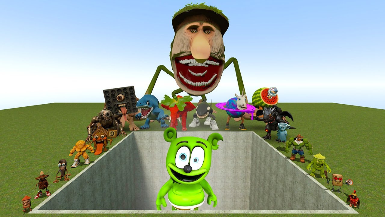AI Brainrot Memes vs Gummy Bear Bosses in Giant Pit &ndash; Gmod Chaos
