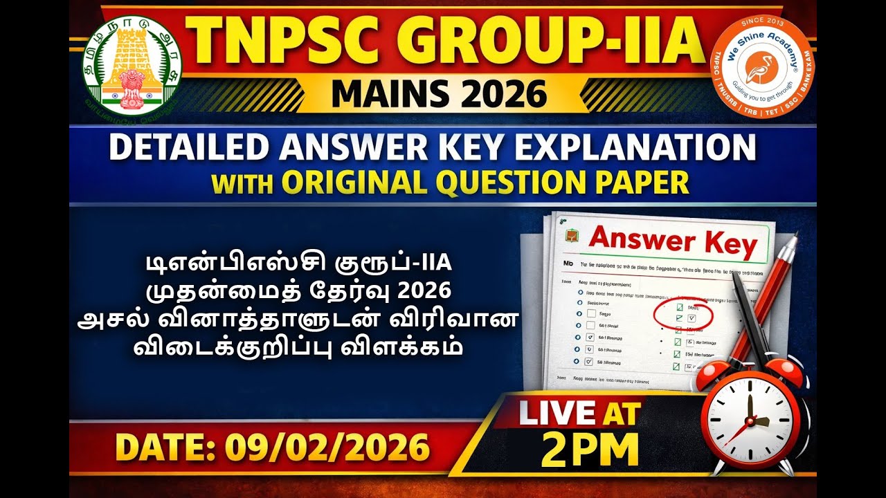 TNPSC Group 2A Mains 2026 Answer Key Explanation |Analysis Part2 + Original Questions#weshineacademy