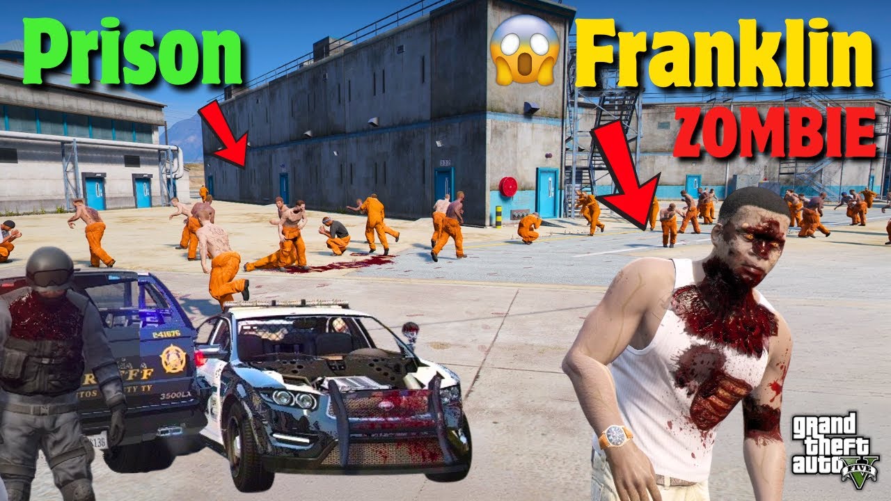 GTA V - Zombie FRANKLIN Attacks Prisoners in Los Santos Jail | GTA 5 MODS