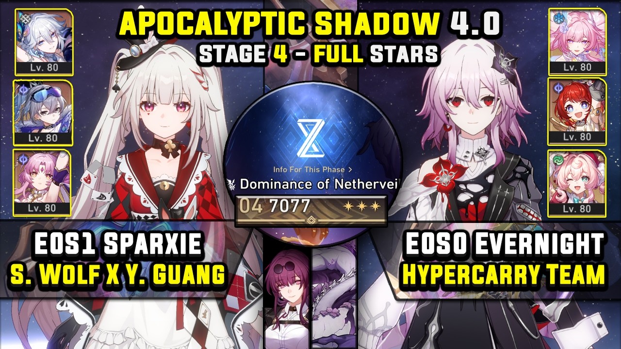 E0 Sparxie Carry & E0 Evernight Carry (3 Stars) Apocalyptic Shadow 4 Honkai Star Rail 4.0
