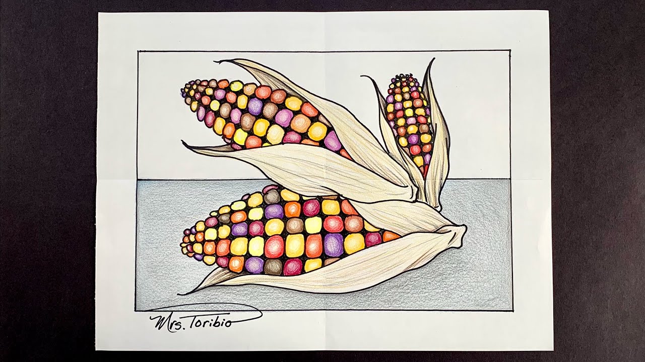 How to Draw 3 Ears of Corn.