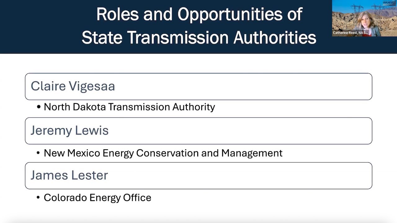 NASEO Transmission Planning Training: Roles and Opportunities of State Transmission Authorities