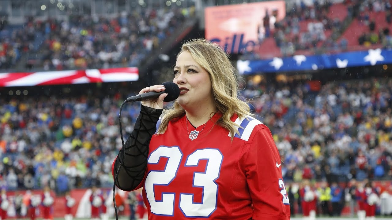 April Cushman sings the National Anthem at Gillette Stadium (Fan POV)
