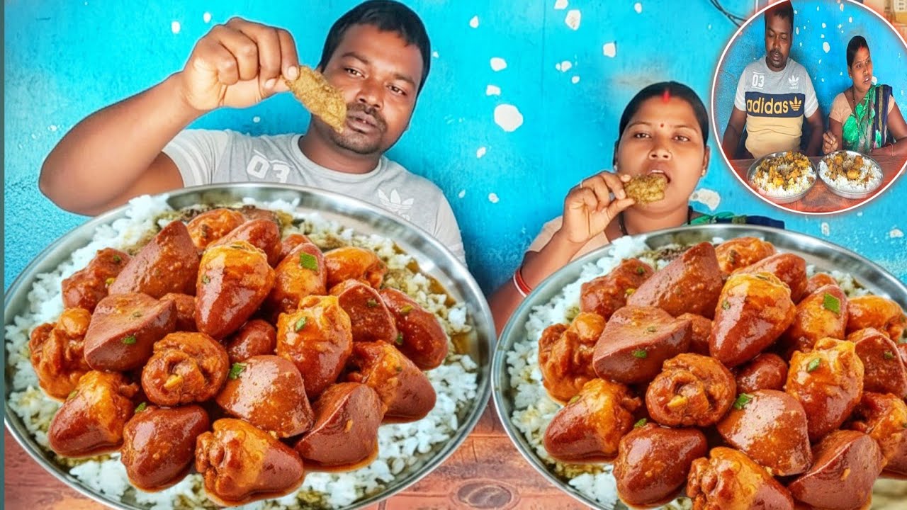 UNIQUE Chicken Liver Gizzard Curry & Rice MUKBANG! | Village Food with Husband Wife 🍛