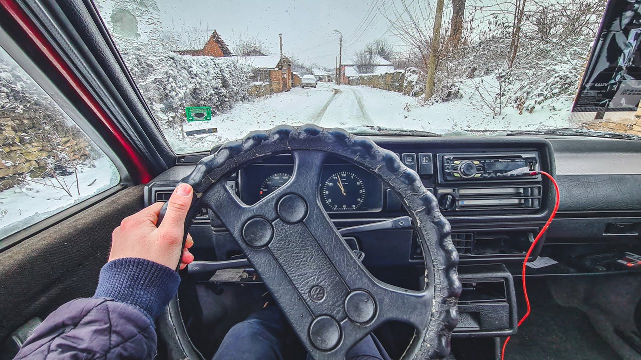 Volkswagen Golf 2 ( 1.6 D 75HP ) ( 1987 ) POV Drive Snowy Day