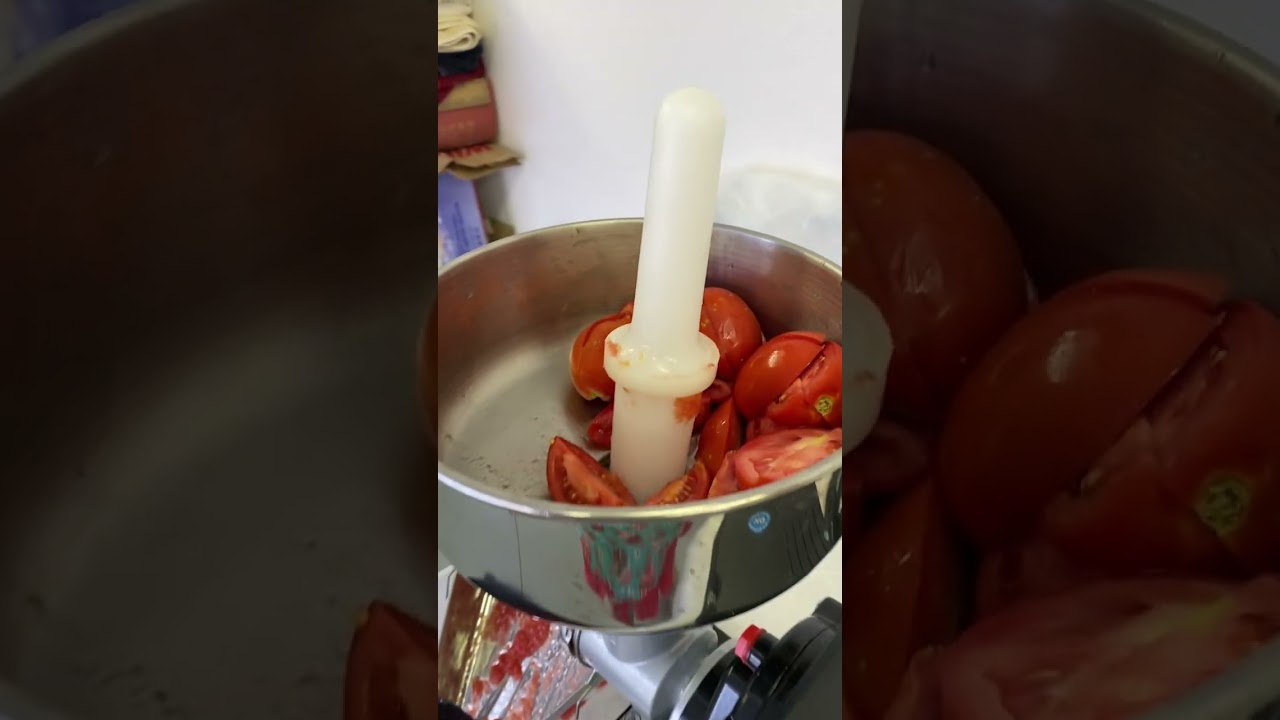 The Reber tomatoes squeezer Part 3. What does the pur&eacute;e look like?