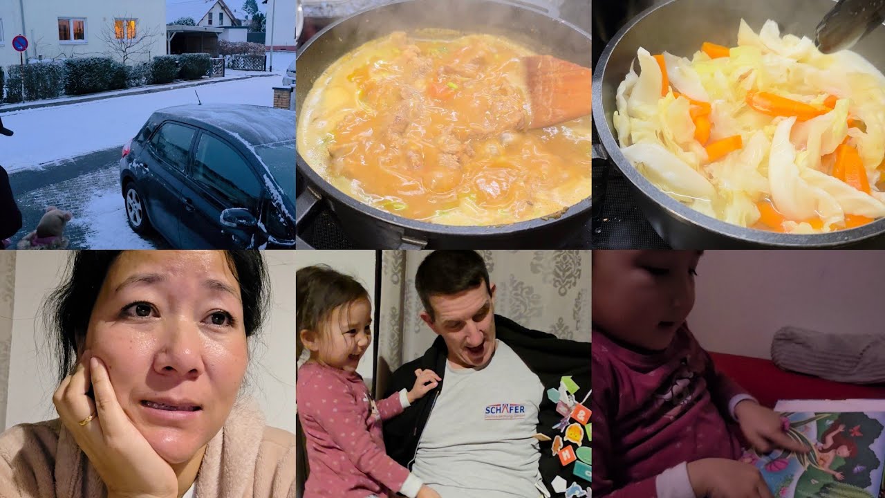 Hubby Dropping us on a Snowy Day❄️Lamb Curry for Dinner🍽Esther & Papa Time|Esther reading her Bible🥰
