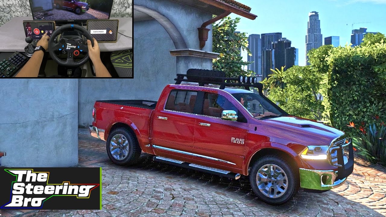 GTA 5 - Realistic G29 Steering Wheel Gameplay | Road Trip - to the Mountains  Powerful Pickup Truck