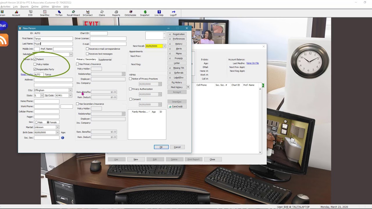 Eaglesoft - Add Person