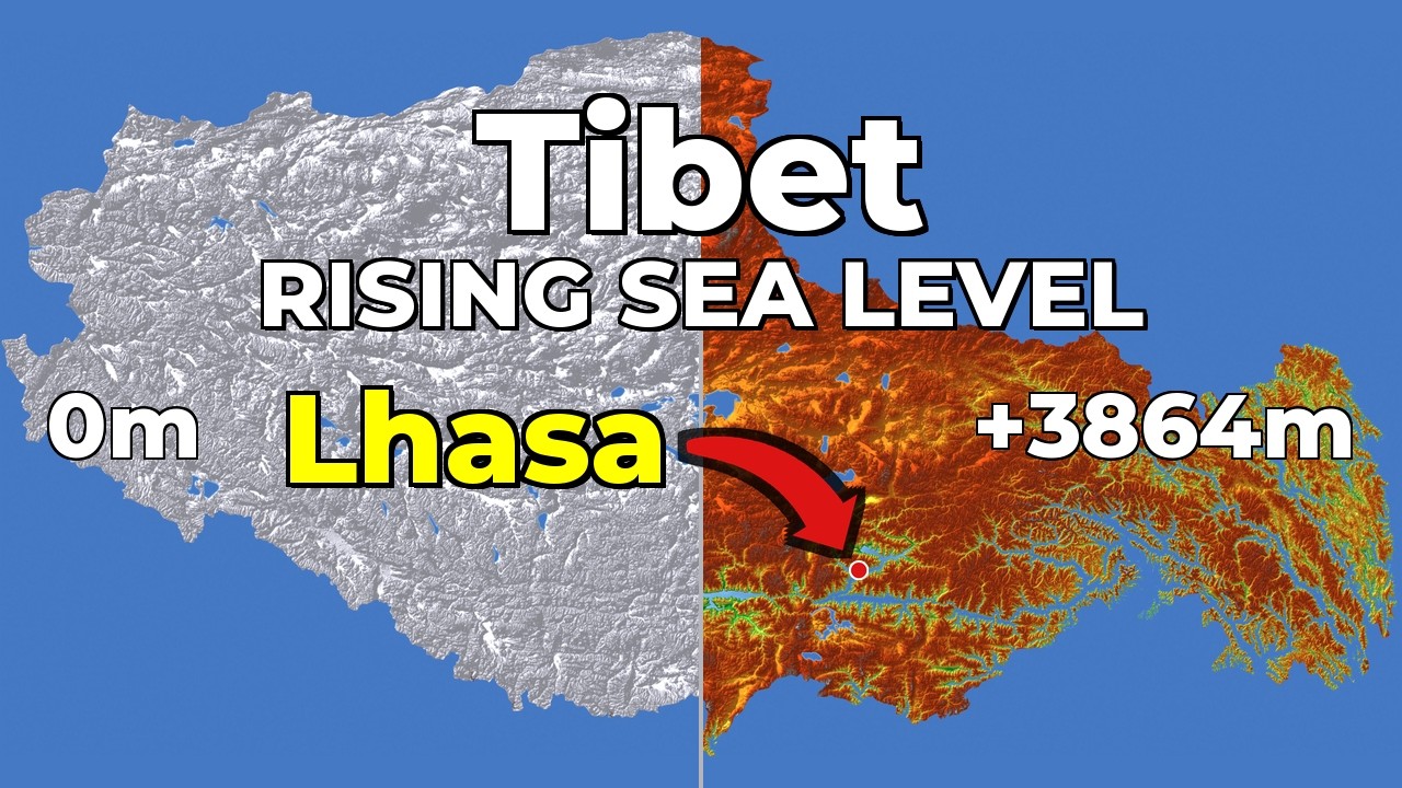 Tibet 🇨🇳 - Rising Sea Level(4K)🏔️🌊 #geography #map #tibet #china #sealevelrise