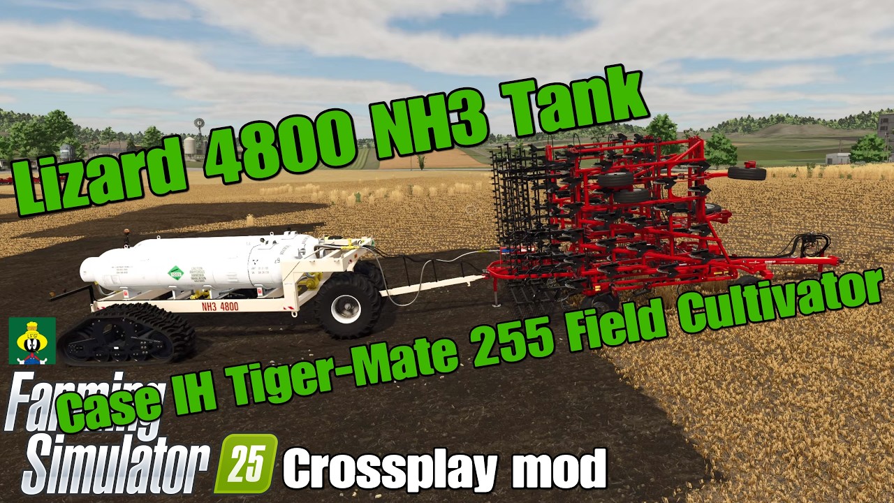 Танк Lizard 4800 NH3 / Культиватор Case IH Tiger-Mate 255 / Мод для кроссплатформенной игры FS25