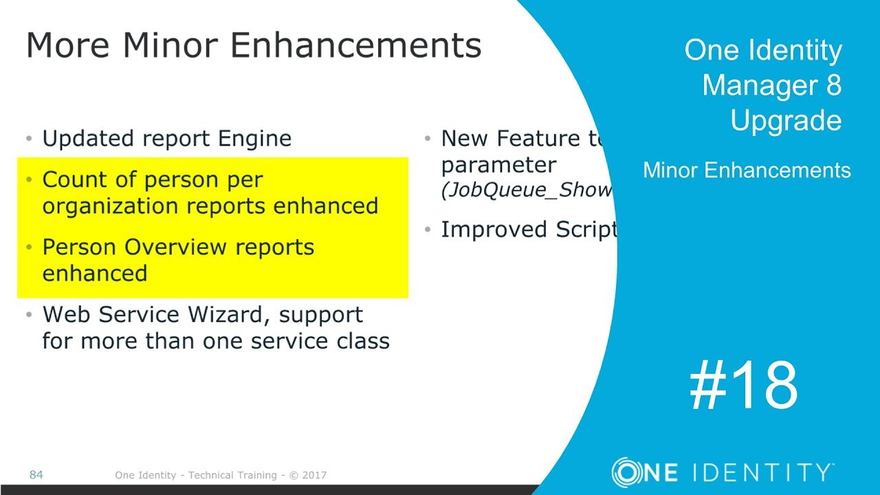 One Identity Manager | Identity Manager 8.0.0 Upgrade #18 | Minor Enhancements
