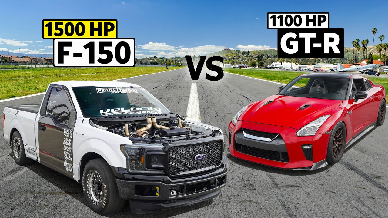 «King Cobra» F-150 от FreddyLSX участвует в дрэг-рейсинге 1100-сильного Nissan GT-R!!