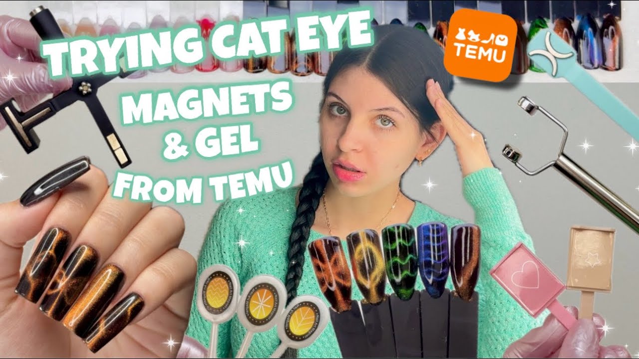 TRYING RANDOM CAT EYE MAGNETS & GEL POLISH FROM TEMU | OVER 20 CAT EYE DESIGNS | CAT EYE TUTORIAL