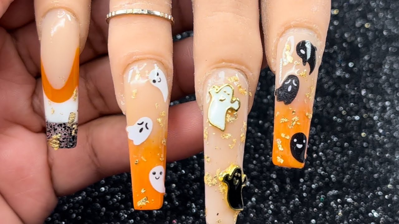 Spooky Ghost Polygel Nails Using All Makartt Products!! Easy Halloween Nails for Beginners 🎃