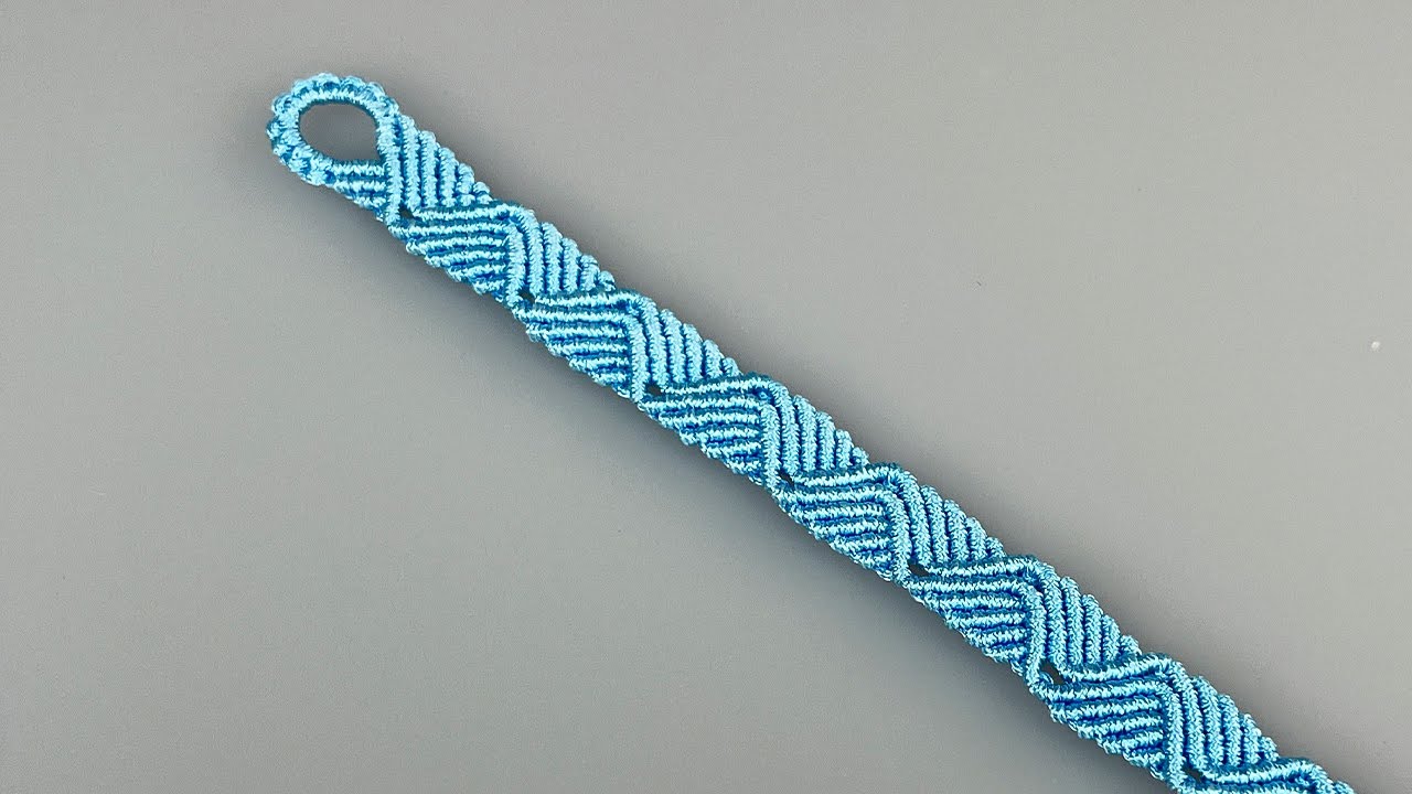 Thread bracelet making tutorial | Elegant Macrame Wave Bracelet with Button clasp【A002】