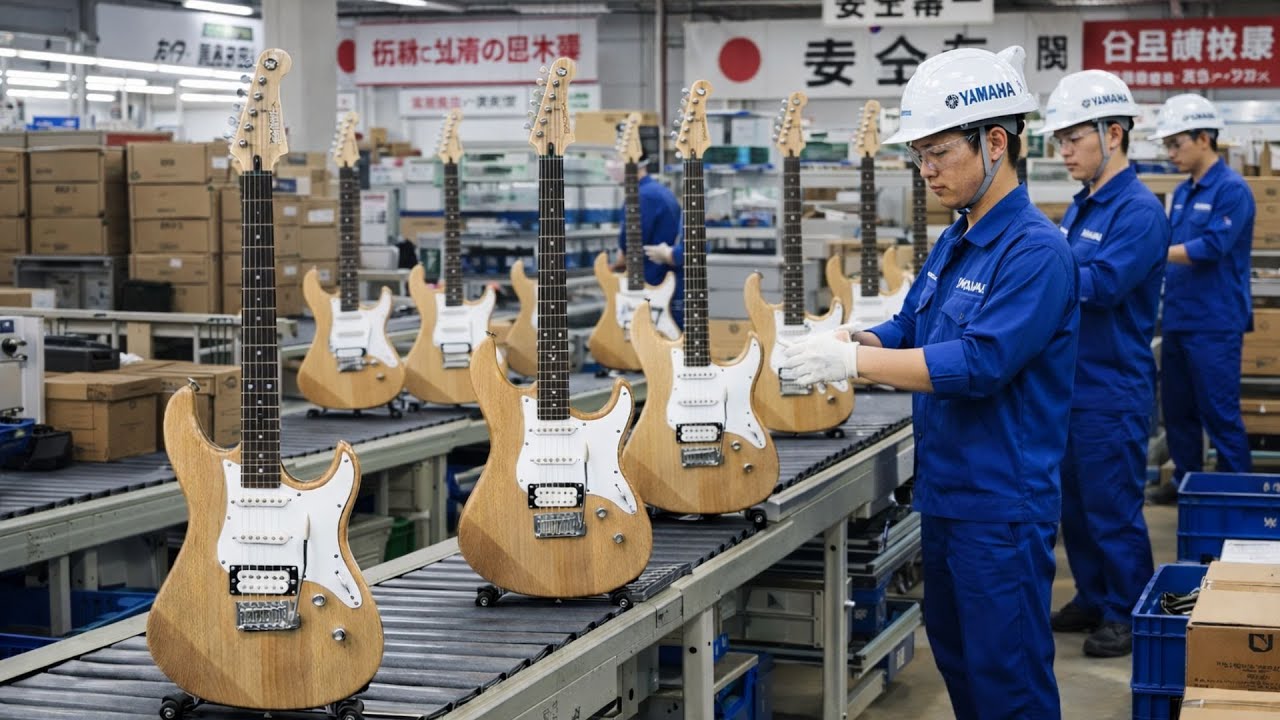 The manufacturing process of the Yamaha Pacifica 112V electric guitar (AI manufacturing process)