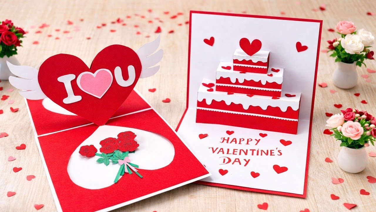 How to Make 2 Valentine Pop Up Cards ❤️ Easy DIY 3D Heart Cards | DG Handmade