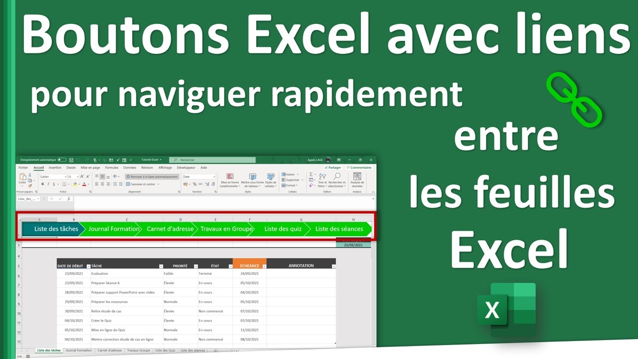 Boutons Excel avec liens pour naviguer rapidement entre les feuilles Excel + astuce 💡