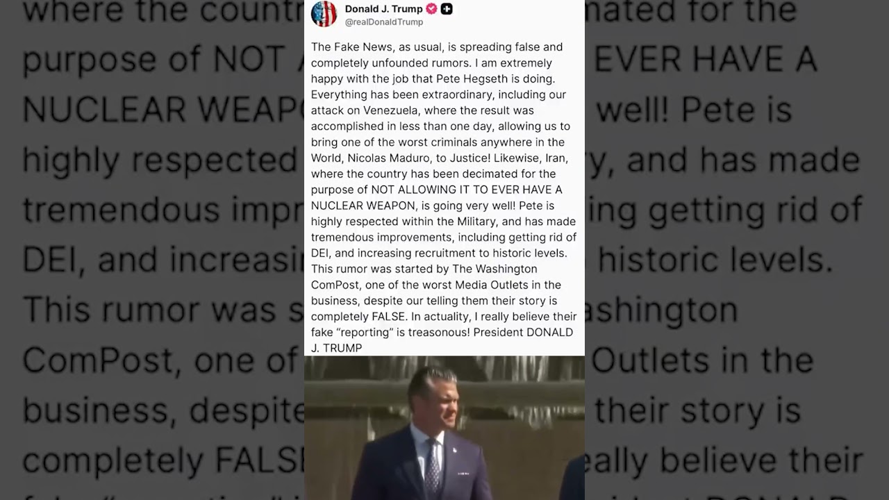 President Trump is extremely happy with the job that Pete Hegseth is doing ❤️