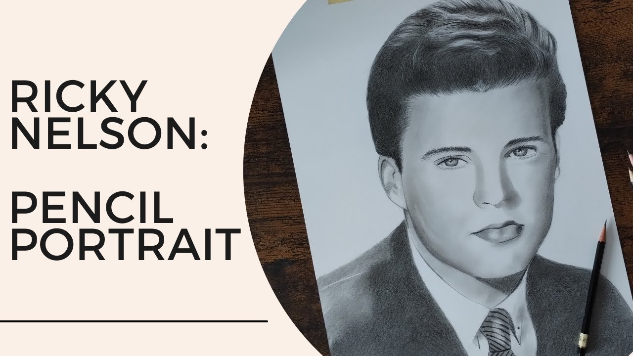 In memory of Ricky Nelson: the process of drawing pencil portrait