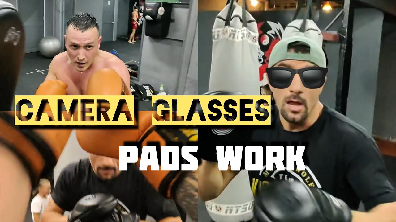 Hitting pads from a new angle while wearing camera glasses.