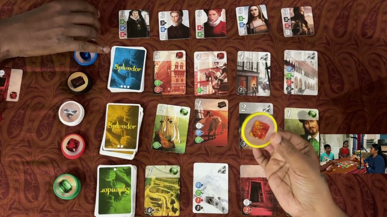 Splendor board game with family ivlo gemsa 💎🟩. Family fun game play.  