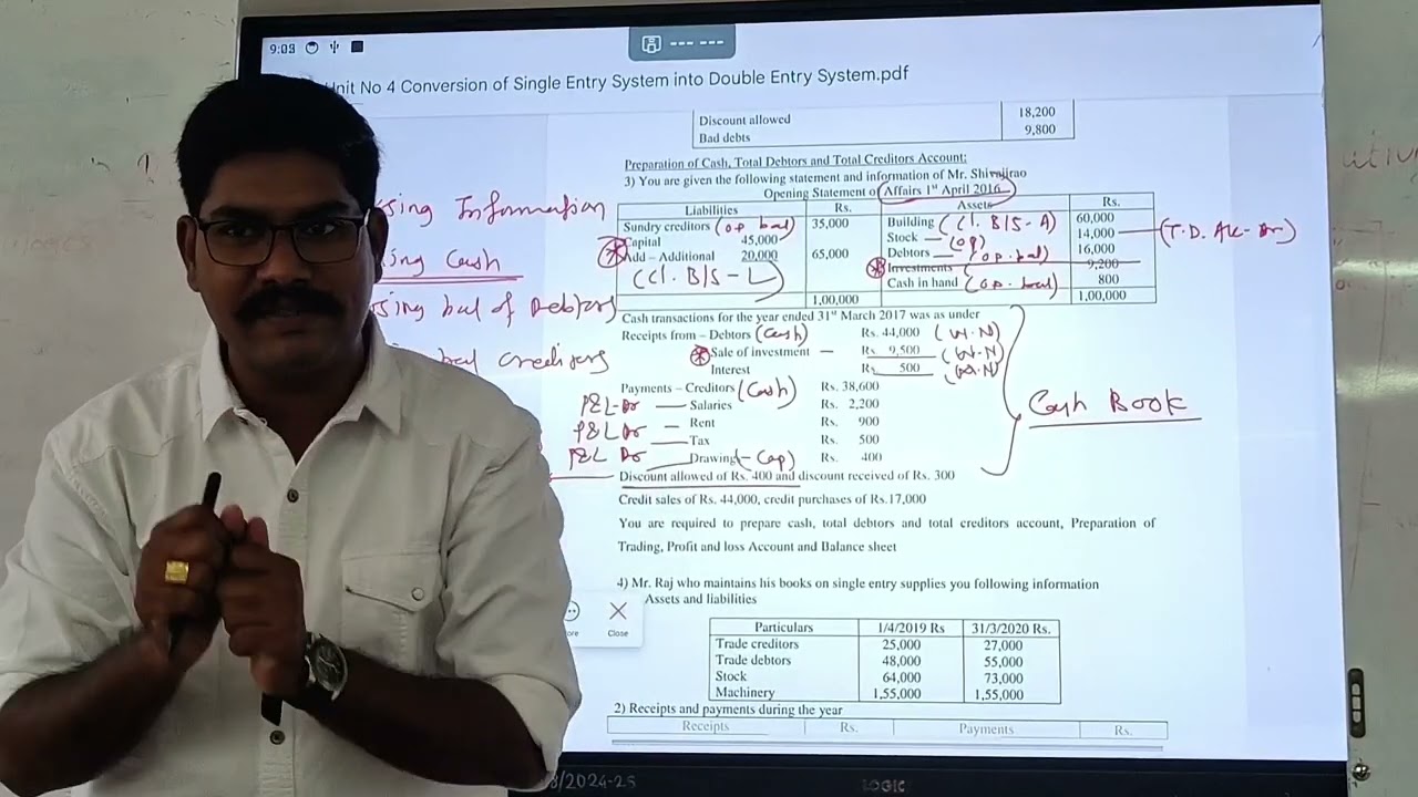 Conversion of Single entry into double entry system 