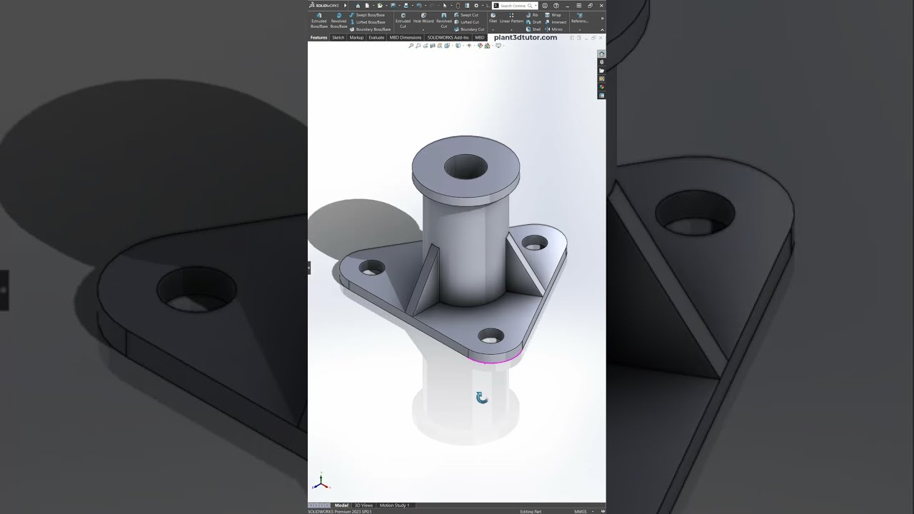 สอนใช้งานโปรแกรม Solidworks เบื้องต้น สร้าง Spindle support