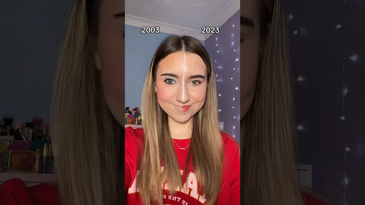 2003 vs 2023 makeup trends!!! Which side is ur fav🎀#makeup #makeuptrends #makeuproutine #y2k