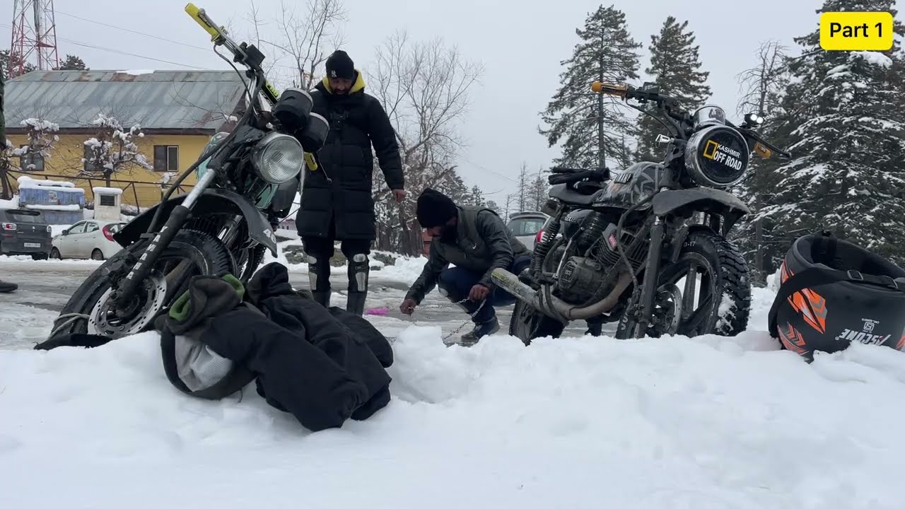 Part 1 :- Bike Ride In Snow GULMARG Kashmir| Tyre Chains On YAMAHA RX100 | North #Kashmir OFF ROAD 
