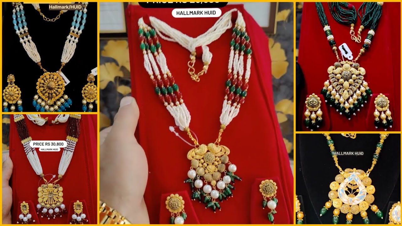 Bridal gold kitty set designs with Price 🍁|| light weight gold set 2025 || gold pearl necklace set