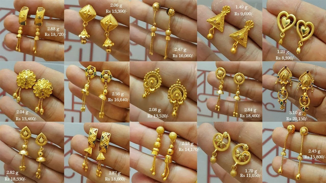Latest Light Weight Gold Earrings Designs With Weight and Price||Daily Use Gold Earrings Design 2024