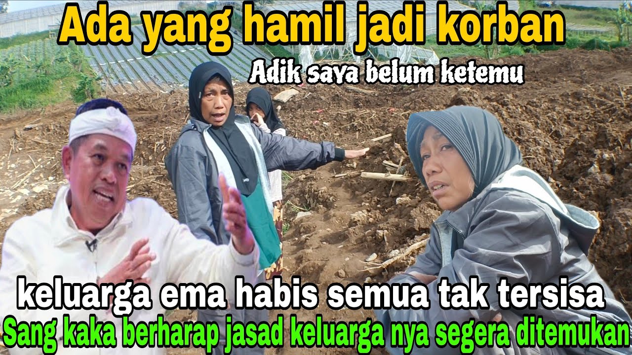 Seorang kaka menunggu kepastian adiknya yang habis disapu longsor sampai saat ini belum ditemukan 