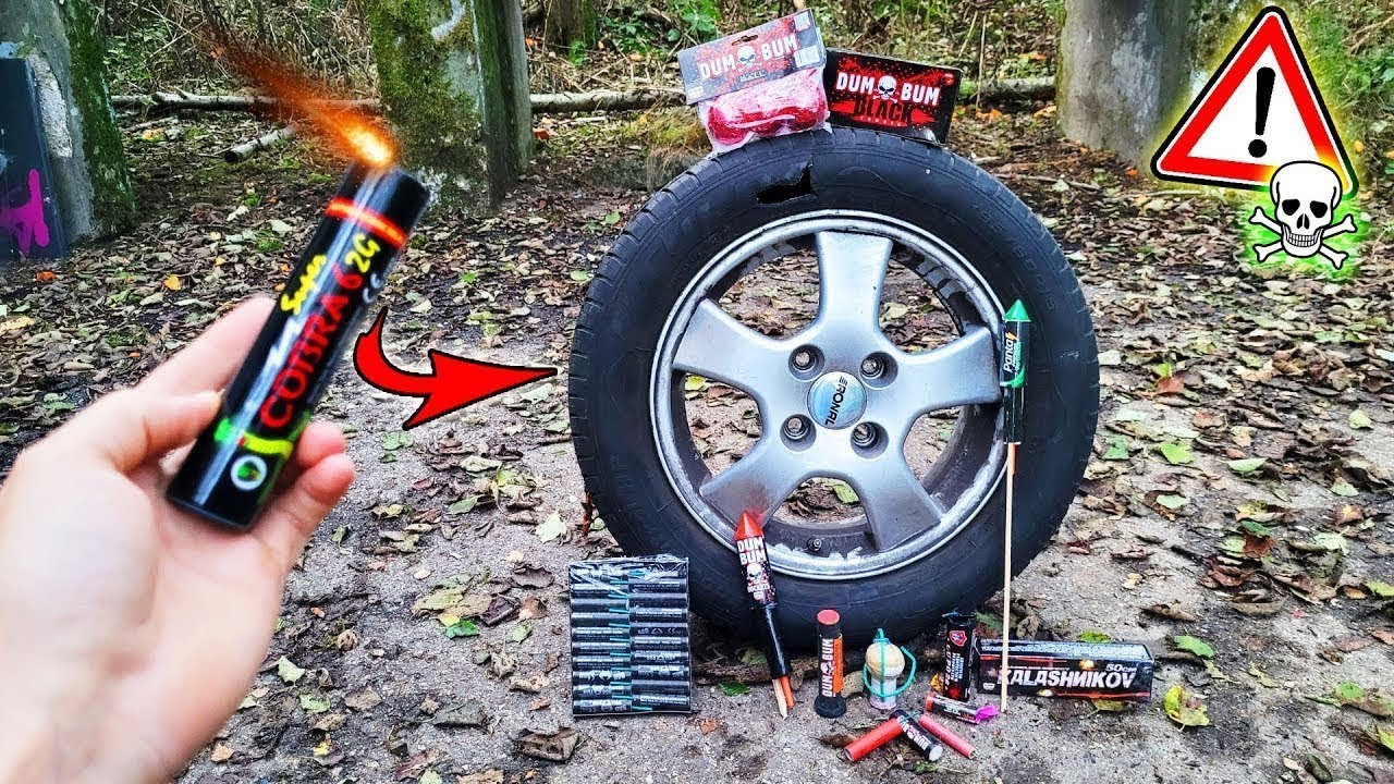 Wie viele B&Ouml;LLER &Uuml;BERLEBT ein AUTOREIFEN? (Silvester Vorfreude Extrem) [reupload]