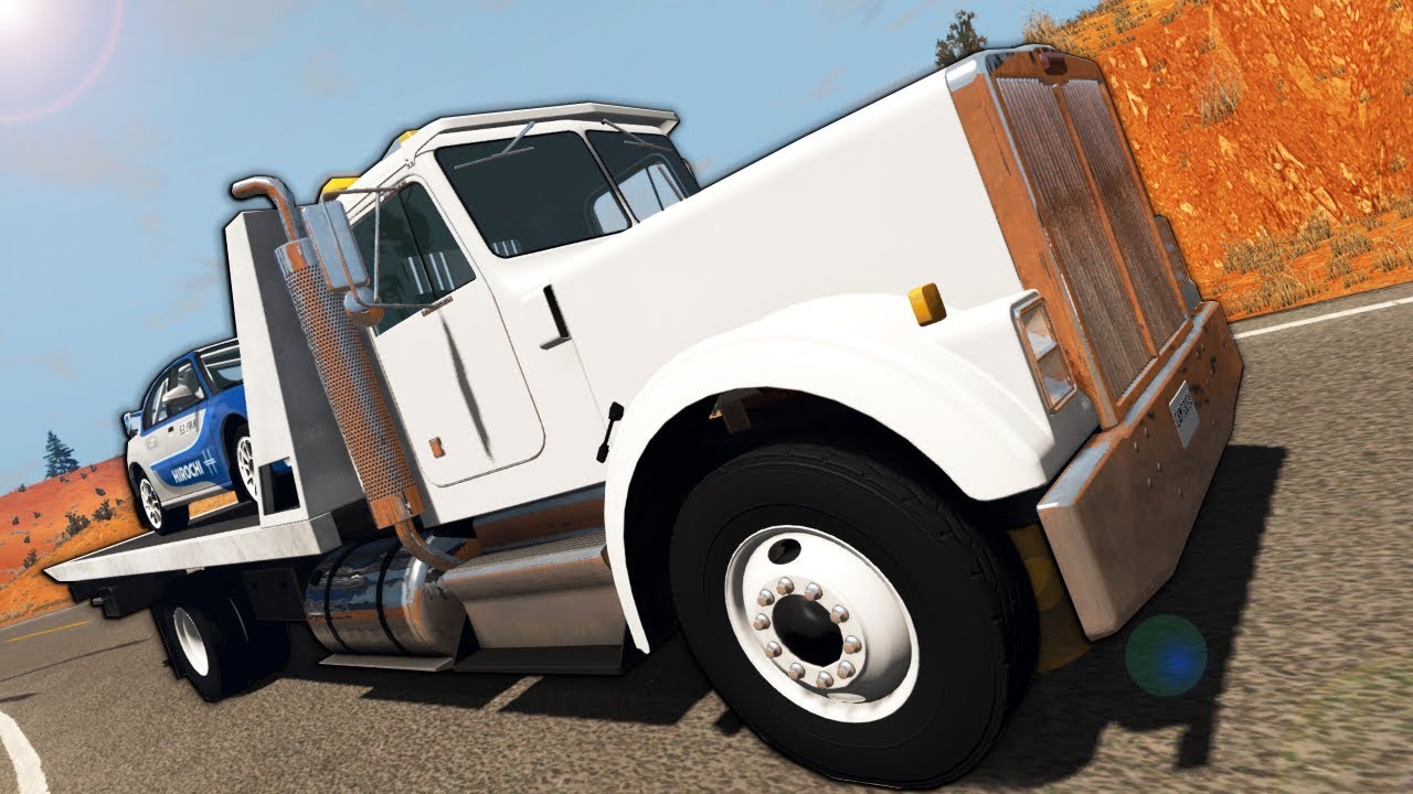 Diesel Flatbed Tow Truck Police Escape! - BeamNG Gameplay & Crashes - Cop Escape