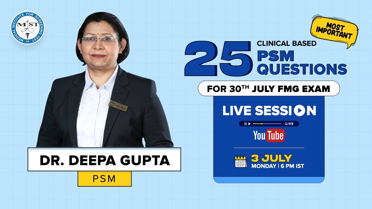 25 Most Important PSM Questions | Dr. Deepa Gupta | MIST FMGE