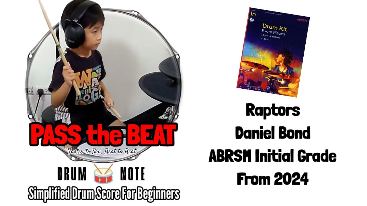 Raptors - Daniel Bond | ABRSM Initial Grade | A:1 | Drum Note, Drumless for Beginners