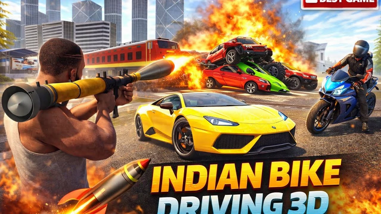 Indian bike driving 3d geme ke uder aa gya hai 😱🔫🔫🚳🚲 train vs gun cars and bikes aur gas ⛽#haircare