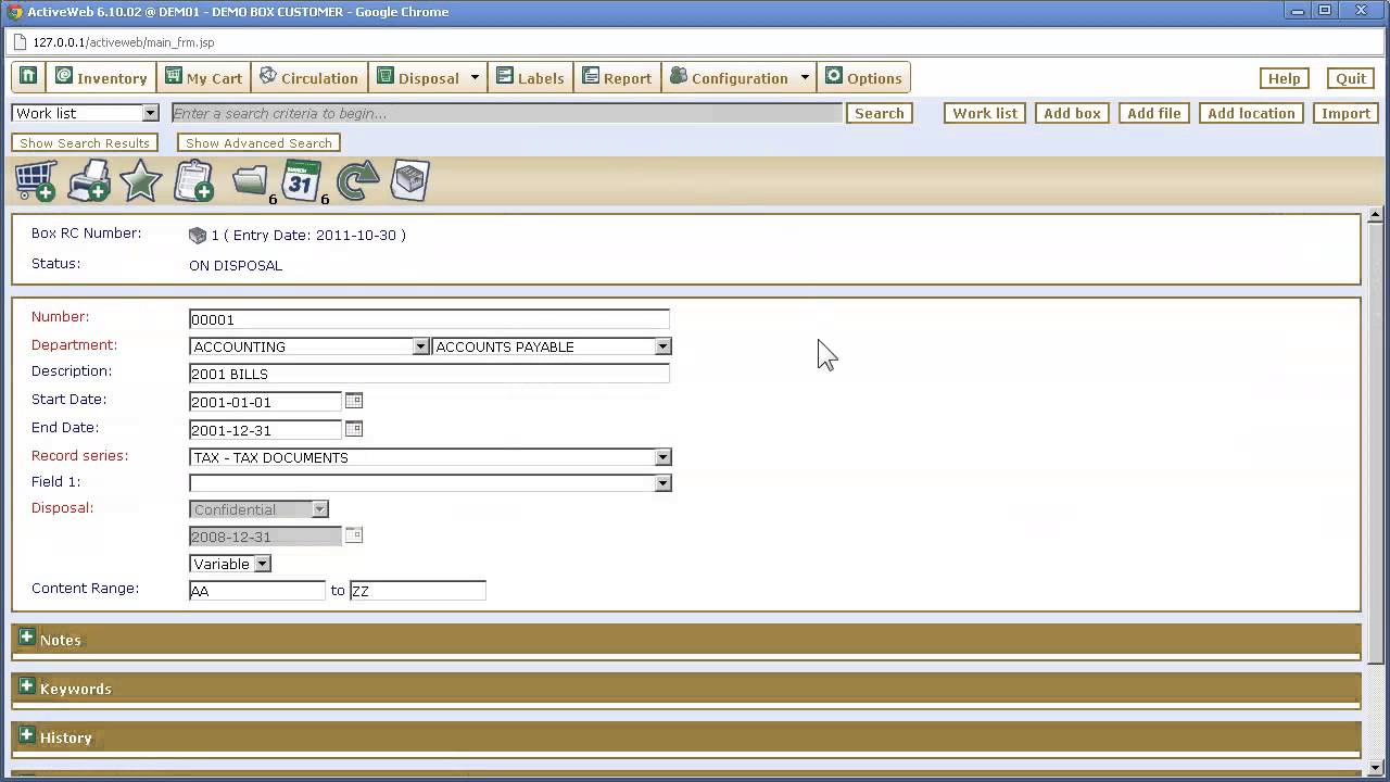Core ActiveWeb Functionality - Configuration