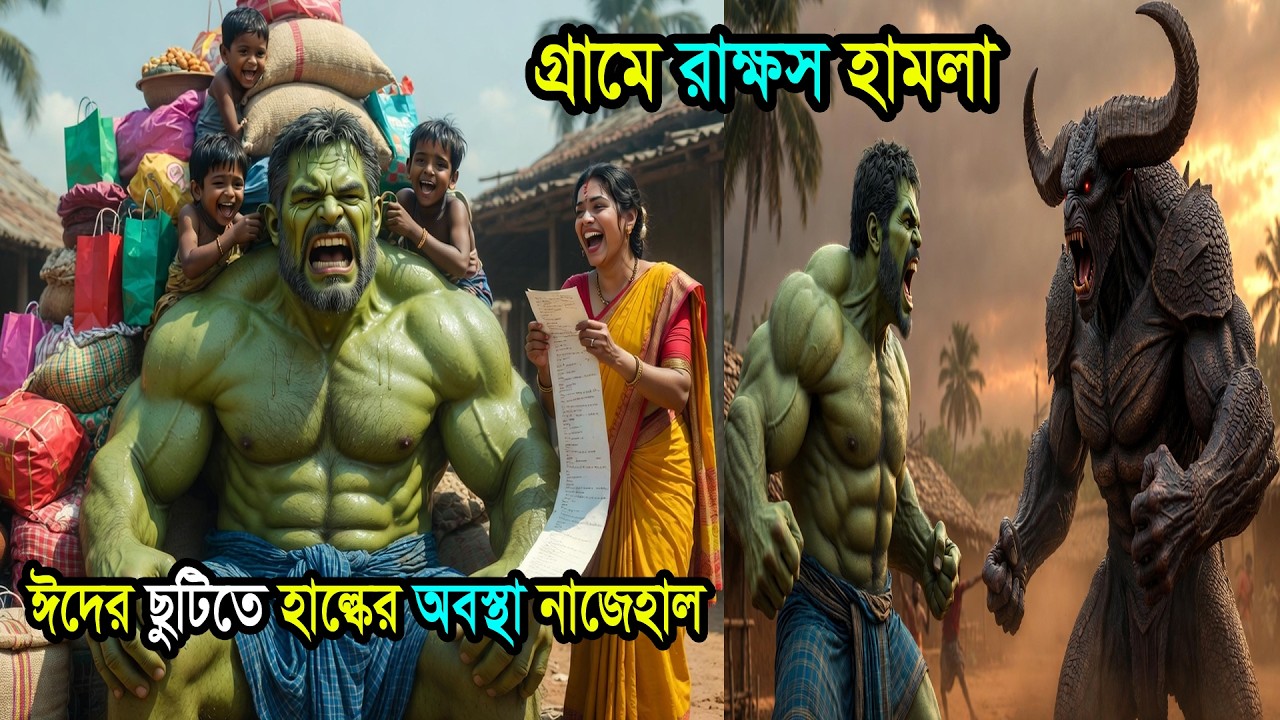 ঈদের ছুটিতে হালুর নাজেহাল অবস্থা!  গ্রামে রাক্ষসের হামলা বনাম দানব হালু | Halu Eid Journey & Monster