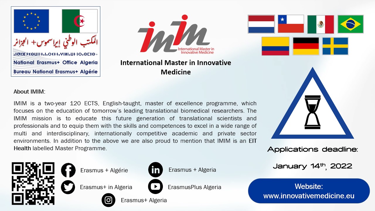 Offre de Bourse EMJMD #3: International Master in Innovative Medicine