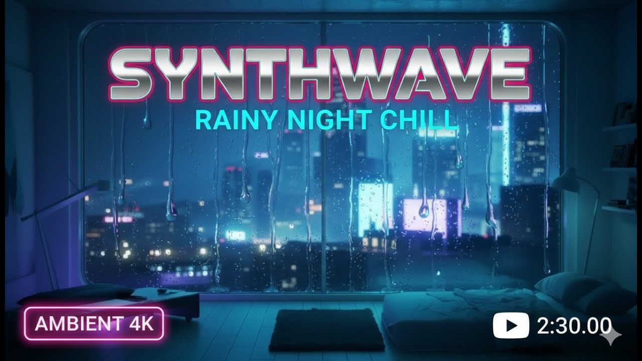 Flow State 🌧️ Synthwave Ambience - Retro Chill & Rainy Night [Study / Focus / Sleep]