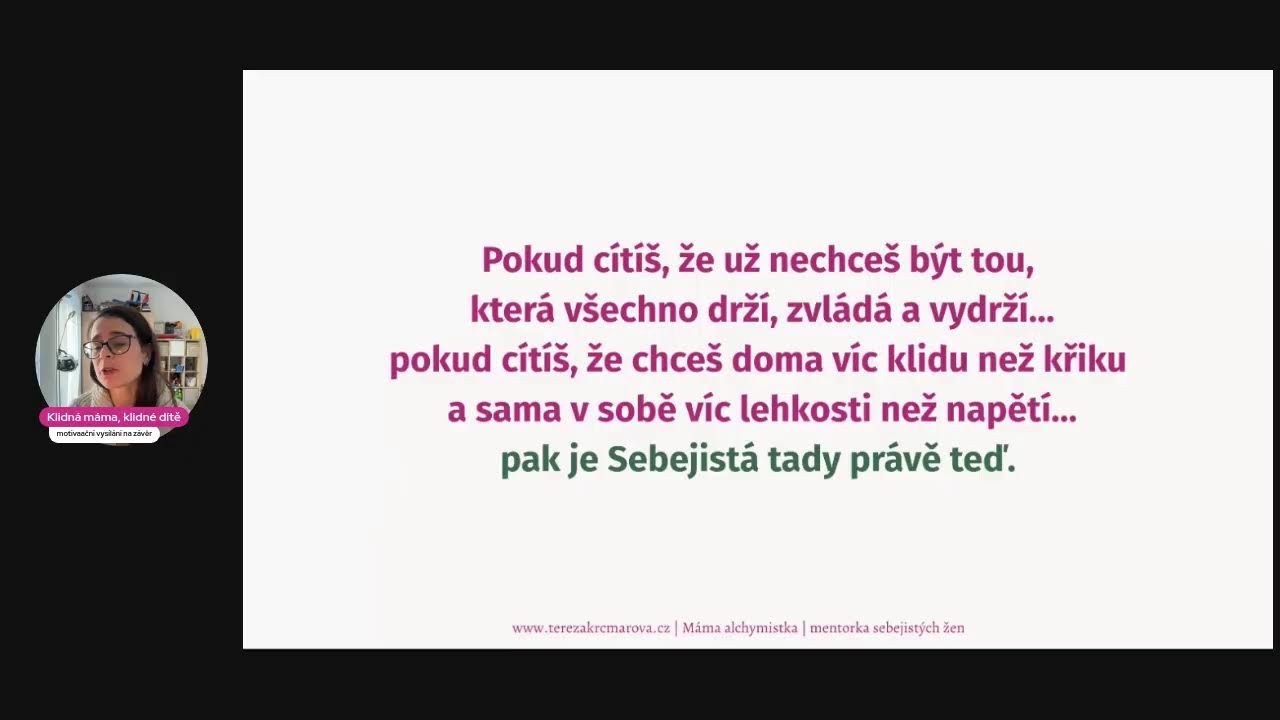 Klidná máma, klidné dítě