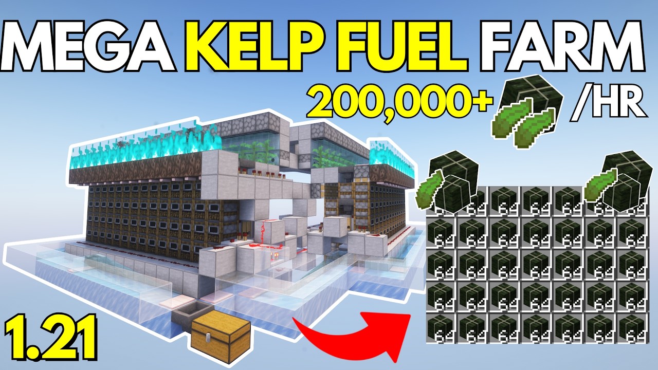 BEST MEGA KELP FUEL Farm for Minecraft Bedrock 1.21+