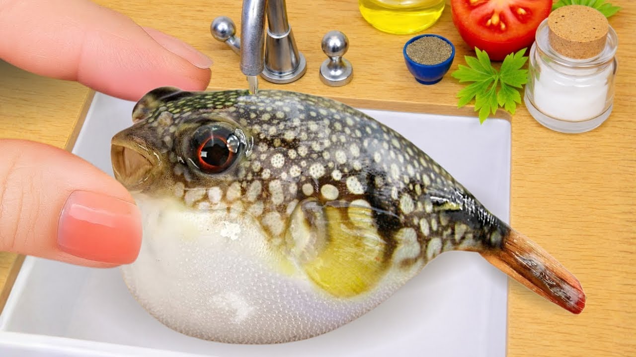 Best Tiny Cooking - Amazing Miniature Spicy Fried Puffer Fish Recipe | Mini Yummy Cooking