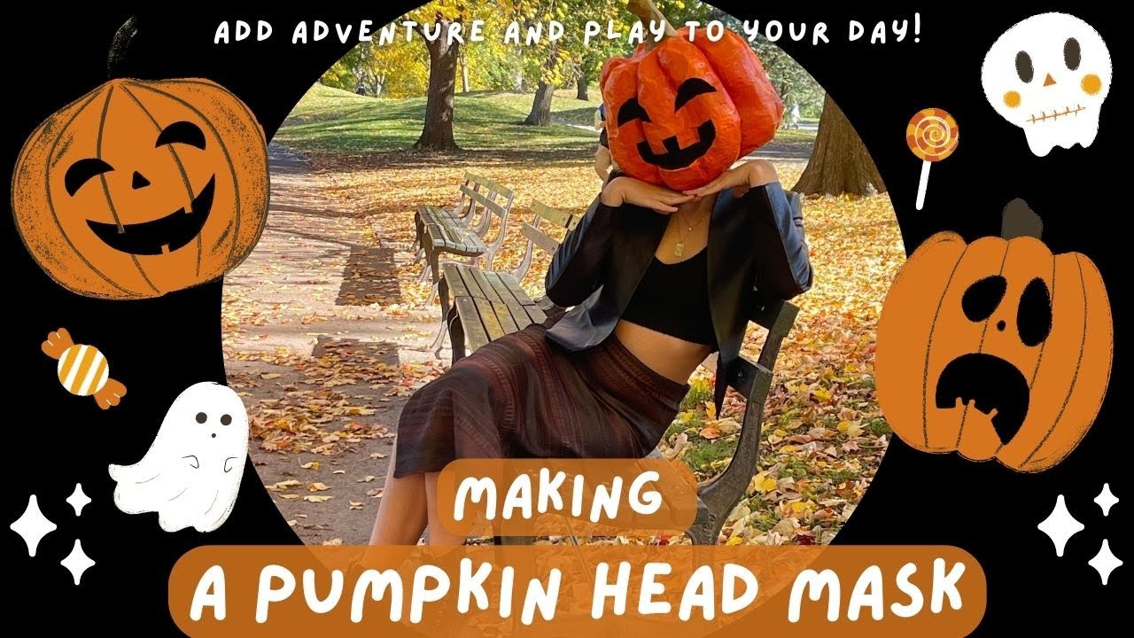 Make a paper mache pumpkin head mask with me! 🎃 ✨ Halloween DIY craft time!