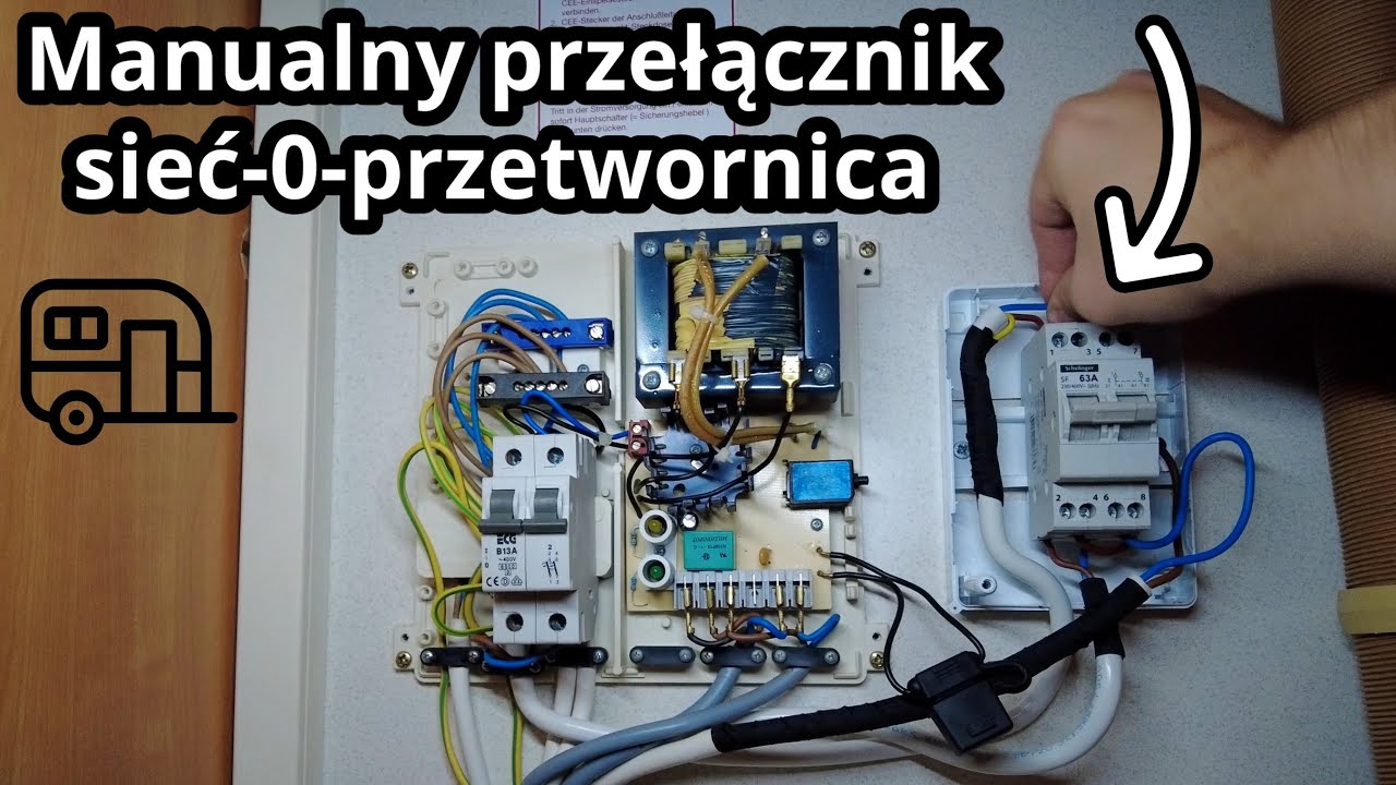 Zamieniłem ATS na przełącznik manualny. Mamy wybór źródła prądu  - akumulator/sieć w przyczepie