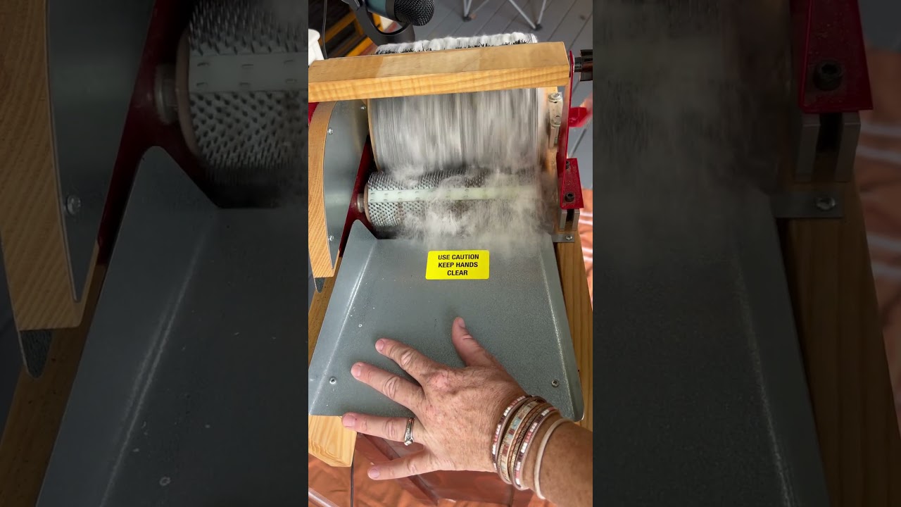Our ram&rsquo;s wool through the drum carder. #cottagecore #slowcraft #spinningwheel #asmr #wool