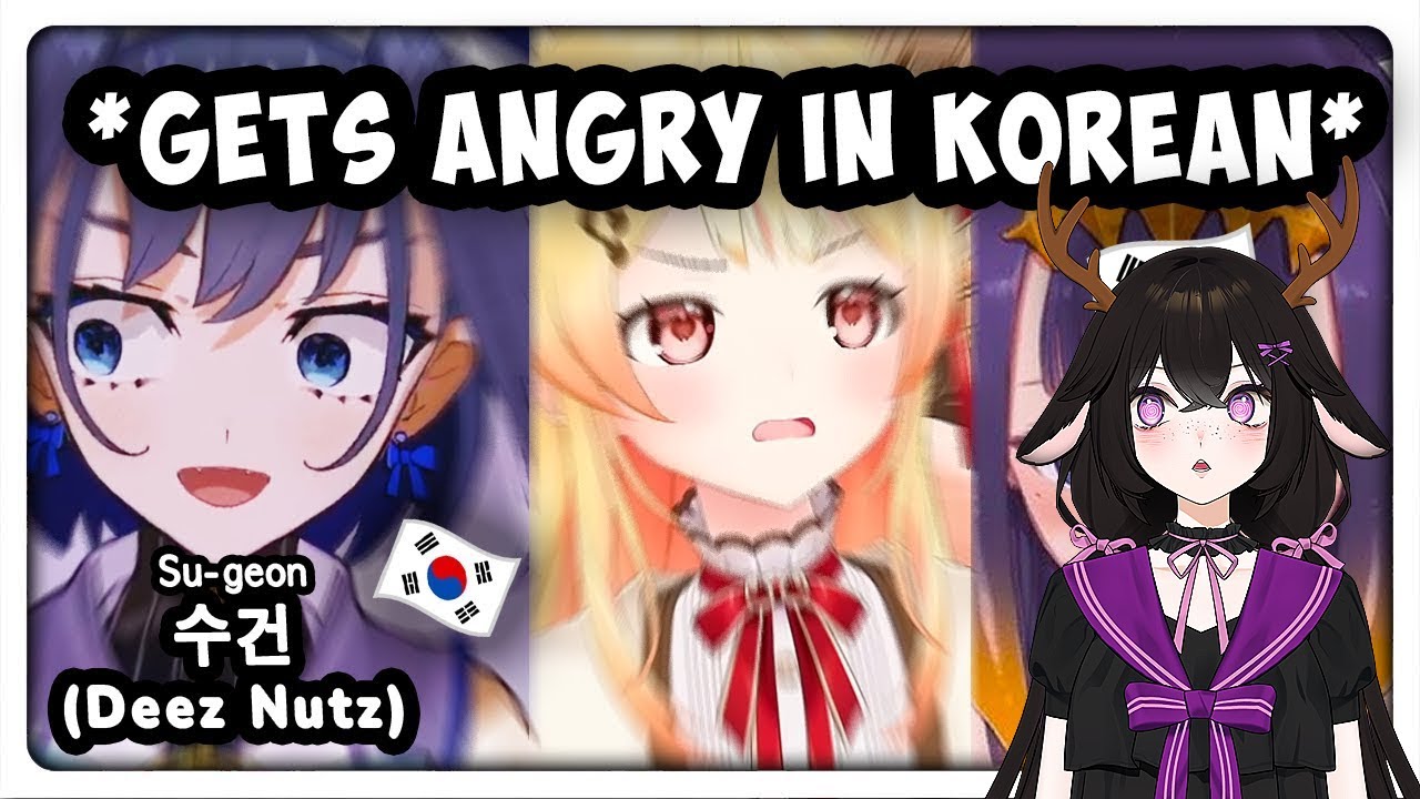 [Hololive React] Каждый раз, когда Крони, Канаде и Ина говорили по-корейски во время трансляции |...